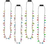 Collares Navideños Para Fiestas, Ideales Para Hombres Y Mujeres. Collares Con Luces Brillantes De Papá Noel, Bastón De Y Otros Adornos Navideños. Artículos Coloridos Y Originales Para Fiestas