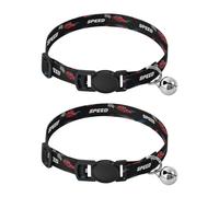 Collares negros a cuadros para cachorros, paquete de 2 collares de gato con campana