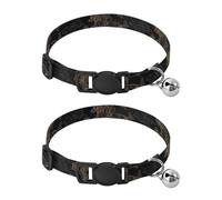 Collares negros de mariposas doradas para gatos, paquete de 2 collares de campana para gatos