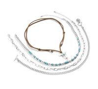 Collares occidentales para mujer, collar bohemio en capas, gargantilla de cuentas turquesa, collar con colgante de flor y cabeza de buey, cadena de eslabones de cuerda de gamuza, accesorios vintage de