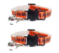 Collares para gatos con texto en inglés «Please Do Not Feed Me, I Am Microchipped | Hebilla de liberación rápida segura | Collares para gatos ZACAL (paquete de 2, naranja, I Am Microchipped)