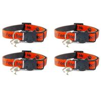 Collares para gatos con texto en inglés «Please Do Not Feed Me, I Am Microchipped | Hebilla de liberación rápida segura | Collares para gatos ZACAL (paquete de 4, naranja/negro, por favor no