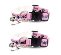 Collares para gatos con texto en inglés «Please Do Not Feed Me, I Am Microchipped | Hebilla de liberación rápida segura | Collares para gatos ZACAL (paquete de 2, rosa, I Am Microchipped)