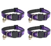 Collares para gatos con texto en inglés «Please Do Not Feed Me, I Am Microchipped | Hebilla de liberación rápida segura | Collares para gatos ZACAL (paquete de 4, morado, por favor no alimentarme)