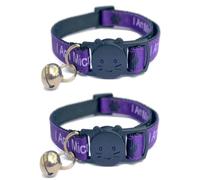 Collares para gatos con texto en inglés «Please Do Not Feed Me, I Am Microchipped | Hebilla de liberación rápida segura | Collares para gatos ZACAL (paquete de 2, morado, I Am Microchipped)
