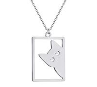 Collares para hombre, bonito collar con colgante de gato para mujer, joyería de animales de moda, collar de dibujos animados geométricos, regalo