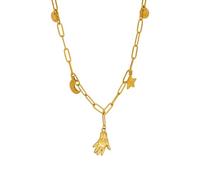 Collares para hombre, colgante de palma, estrella y luna, collar elegante para niña, color dorado, impermeable, elegante, joyería religiosa, regalo de fiesta