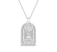 Collares para hombre, collar con colgante musulmán de mezquita para mujeres y hombres, joyería religiosa islámica, collar vintage árabe islámico