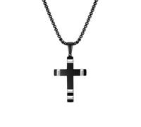Collares para Hombre, Collares de Cruz Negra para Hombre, síntesis Impermeable Danza de la Cruz en Negrita Oración de la fe Collar de joyería de Regalo