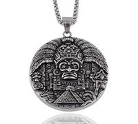 Collares para hombre y mujer, cadena clásica con colgante de civilización maya de tamaño grande para hombres y mujeres, regalo de calendario, collar de amuleto