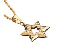 Collares para hombre y mujer, colgante de estrella de David, collar de hexagrama brillante para mujer, escudo del judaísmo de David, joyería de amuleto