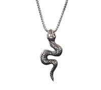 Collares para hombre y mujer, colgante de serpiente tridimensional punk retro con elementos del zodiaco pop para hombres y mujeres