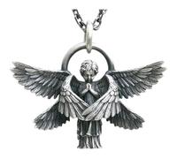 Collares para hombre y mujer, diseño vintage de color plateado con manos rezando y alas de ángel, collar con colgante unisex, amuleto de regalo