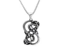 Collares para hombre y mujer, vintage, nórdico, Loki, doble dragón, gótico, amuleto vikingo, joyería masculina, accesorios de regalo