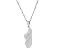 Collares Para Mujer - Colgante Con La Bandera De Madagascar, Collares Para Mujer Y Hombre, Cadena Con Dijes De Moda Con El Mapa De Madagascar, Joyería Blanca De 50 Cm