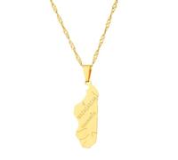 Collares Para Mujer - Colgante Con La Bandera Del Mapa De Madagascar Collares Para Mujer Y Hombre Cadena Con Dijes De Moda Con El Mapa De Madagascar Joyas Amarillas De 50 Cm