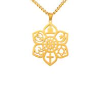 Collares para mujer, collar con colgante de flor de loto, cruz de yoga, estrella de Davd, YinYang, luna, estrella, 6 filosofías, joyería espiritual