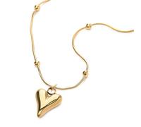 Collares para mujer, collar de corazón chapado en oro PVD de 18 quilates, collar impermeable, no se deslustra, joyería para mujer, collar de oro para mujer, collar de corazón de oro, collares de oro