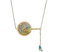 Collares para mujer con colgante de jade S925 chapado en oro con borla de orquídea natural, collar con colgante para mujer, para yoga, auténtico