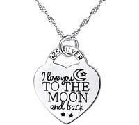 Collares para mujeres y niñas - I Love You To The Moon And Back Carved Heart Charm Collar con colgante de regalo, cadena con colgante para el día de San Valentín, joyería para niñas, práctico y hábil