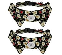 Collares para perro, pajarita con campana, 2 piezas de mariquita, margaritas, flores, collar para mascotas con collar de camisa, collares ajustables para mascotas para perros pequeños, gatos, gatitos