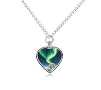 Collares personalizados con urna de oso polar de luces del norte para cenizas, collar conmemorativo para mascotas con kit de relleno, cadena ajustable de 27.6 pulgadas, joyería funeraria de cremación