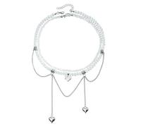 Collares personalizados for mujer, moda de amistad, 1 pieza, cadena de hueso de circón en forma de corazón, capas de cristal estético, cadena doble, diseño de borla, gargantilla de moda, regalos for n