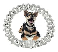 Collares Personalizados para Perros pequeños, medianos y Grandes, con Cadena Dorada y Diamantes, con Hebilla de Seguridad.