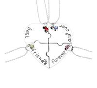 Collares World And Ever Necklace With Broken Heart Charm Pendant Set Necklace Three Or Four Piece Set Halskette Farbwechsel (C, One Size), Metal, No es una piedra preciosa