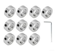 Collares y abrazaderas de eje para eje y eje, 10 anillos de ajuste de acero al carbono con pasador roscado y tornillos prisioneros, incluye llave hexagonal, plata (interior 6)
