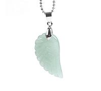 Collares y colgantes de ala de ángel de piedra gema natural, púrpura, rosa, cristal de roca, lapislázuli, ópalo, verde, aventurina, joyería, verde, aventurina, cadena