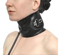 Collarín BDSM hinchable de látex - Collarín bondage con remaches, infinitamente ajustable, negro - Collarín para juegos fetichistas bondage, ergonómico y duradero