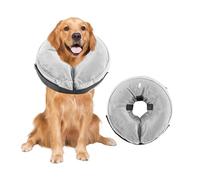 Collarín inflable para perros, collar protector ajustable después de la cirugía, cuello suave antifugas con material transpirable, collar isabelino para perros de visión, color gris, S