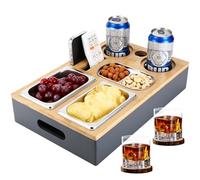 Collazoey Bandeja de sofá para aperitivos, contenedor para merienda con compartimento dividido, contenedor para merienda, bandeja para sofá, estante para vino, cuenco para aperitivos-Bar
