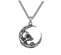 COLLBATH 1 Pc Collar Cráneo Media Manejar Varita Mágica Rueda Decoración De Bebé Colgante De Cuello Único Collar De Calavera Joyas De Hombre Teclado Universal Acero Titanio