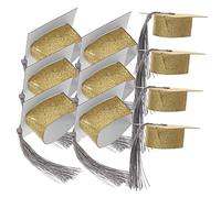 COLLBATH 10 Piezas de Mini Sombreros de Graduación Fundas Elegantes para Copas de Vino Doradas Decoraciones para Fiestas de Bricolaje