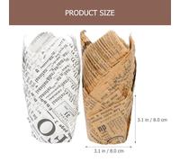 COLLBATH 100 Capacillos para Cupcakes de Tulipán, Papel Resistente Antiadherente, Mezcla 50 Kraft y 50 Claros, Moldes Desechables para Hornear Pasteles, Uso Doméstico y Estilo Aleatorio