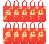 COLLBATH 10piezas Bolsas de Obsequio de Año de Estilo Chino No Tejidas Reutilizables Festival de Primavera Estándar Diseño de Bendición