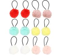 COLLBATH 12 Piezas de Lazos Elásticos Cabello Pompones de Colores Surtidos Coreano Palo Suaves y Elásticos para Niñas y Mujeres Accesorios para Peinados Diarios
