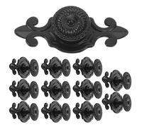 COLLBATH 12 Piezas Tiradores de Aleación de Zinc Negro Mate, 12 Piezas, 1 Orificio 24X20 MM, Pomos Rústicos para Cajones y Puertas de Armario, Perillas Decorativas para Cocina, Baño y