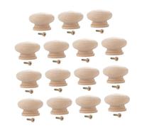 COLLBATH 15 Unidades Tiradores Cajón Redondos de Madera Pomos Armarios de Haya Diseño Chic y Seguro Fáciles de Instalar para Muebles Habitación y Oficina