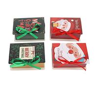 COLLBATH 2 Juegos Caja De Cajas Navideñas Giftcrad Bombonera Platos Navideños Cajas De Embalaje Contenedor De Dulces De Navidad Caja De Dulces De Papel Atasco De Papel Rojo 4 Uds * 2