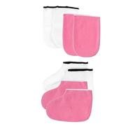 COLLBATH 2 juegos Guantes Spa para de Cera Caliente Cubre Manos y Pies Duradero Exfoliante y Hidratante Paquete de Blanco y Rosa