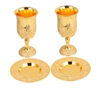 COLLBATH 2 Juegos Judaica Chalice Goblets with Embossed Design Alloy Wine Cups For Jewish Sabbath Havdalah Holiday Rituals and Blessings