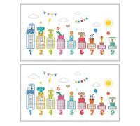COLLBATH 2 Juegos Pegatinas Tabla de Multiplicar Diseño de Animales de Dibujos Animados para Habitación Infantil, Material Pvc Fácil de Despegar para Educación Temprana