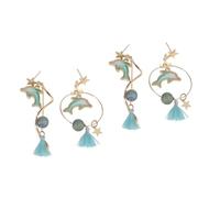 COLLBATH 2 Pares De Pendientes De Espiral Con Forma De Delfín Para Mujer Cómodos Y Llamativos Con Diseño Asimétrico.