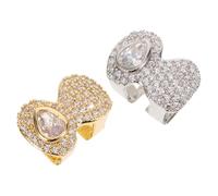 COLLBATH 2 Piezas De Brackets Dorados con Forma De De Agua Y Circonita Chapados En Oro para Dientes Parrillas Bucales para Hombres Parrillas De Hip Hop Brillantes