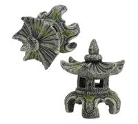 COLLBATH 2 Piezas De Decoración para Pecera Cueva Acuario Zen Estatua En Miniatura Adorno De Jardín Pabellón Japonés Estatuas Decoraciones para Acuario Hábitat De