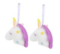 COLLBATH 2 piezas Esponja de Baño de Malla Unidades con Diseño de Unicornio y Esponjosa para Ducha para Adultos Cuerda para Colgar y Secado Rápido