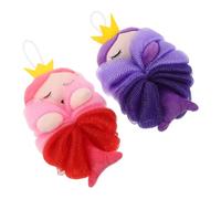 COLLBATH 2 Piezas Esponjas de Baño para 2 Piezas Esponja Exfoliante Suave de Malla Diseño de Princesa Marina en Colores Púrpura y Rosa para Ducha Infantil y Cuidado Delicado Piel
